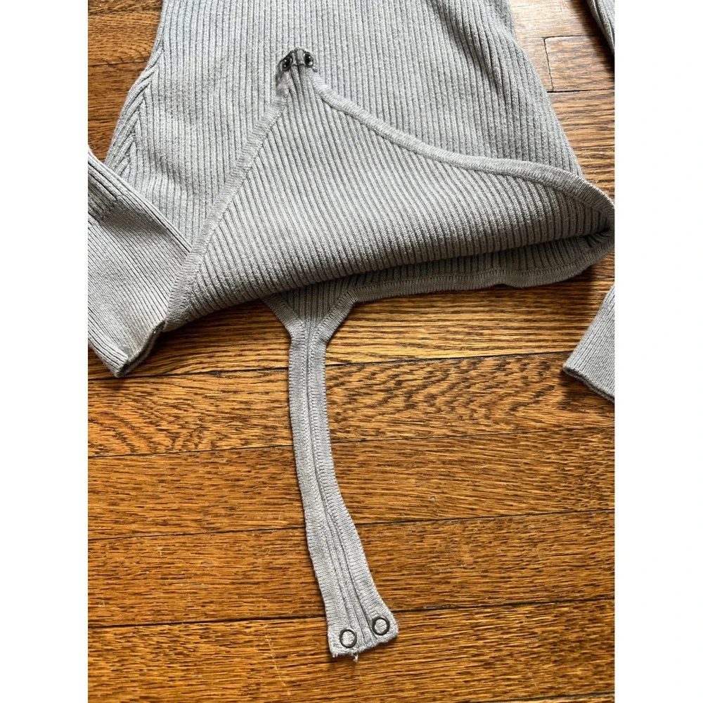 Abercrombie & Fitch Gray Ribbed Turtleneck Long Sleeve Bodysuit Small